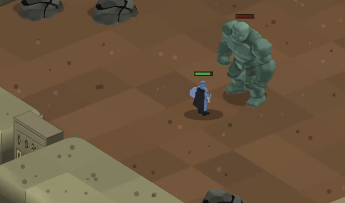 Facing the Metal Golem in melee gear.