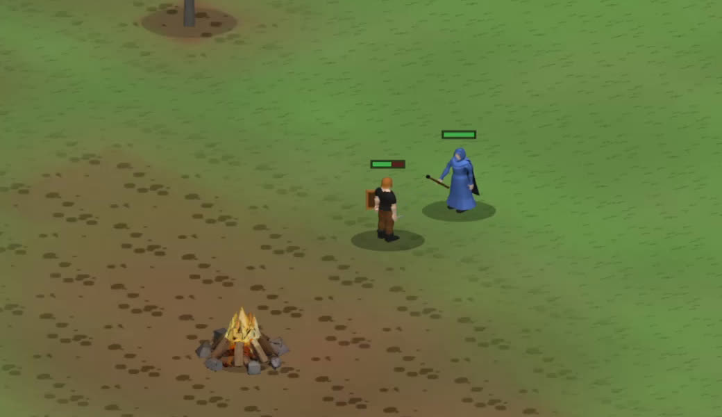 Spellcraft in action against a bandit.